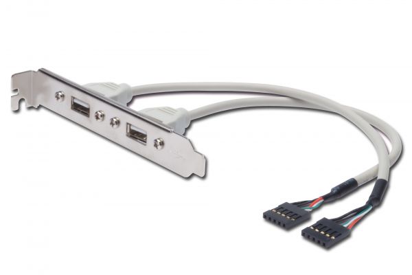 DIGITUS USB Slotblechkabel, 2x Typ A - 2x5pin IDC, Bu/Bu,0.25m