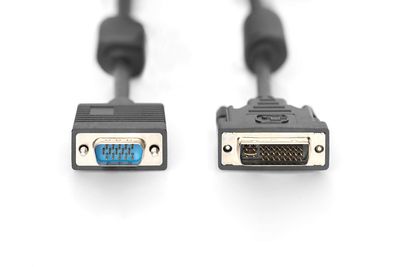DIGITUS DVI Adapterkabel, DVI(24+5) - HD15, 2x Ferrit St/St, 2.0m