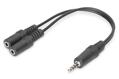 DIGITUS Headset Adap. Kab.,TRRS 3.5mm(4pin)-2xstereo 3,5mm St/Bu/Bu, 0,2m