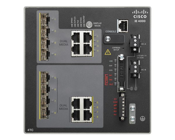 Cisco Industrial Ethernet 4000 Switch 100MbE LAN Base 4-Port L3 managed IE-4000-4TC4G-E