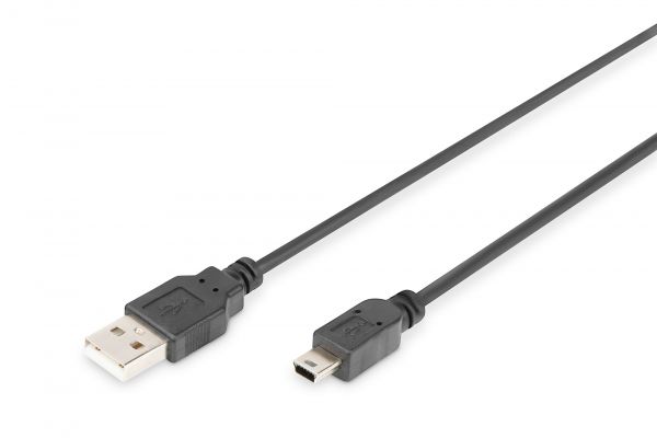 DIGITUS USB 2.0 Anschlusskabel, Typ A - mini B (5pin) St/St, 1.8m
