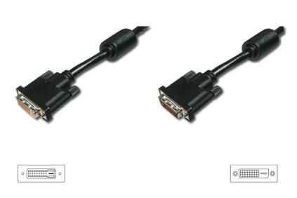 DIGITUS DVI Verlängerungskabel, DVI(24+1), 2x Ferrit St/Bu, 5.0m