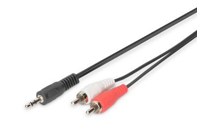 DIGITUS Audio Adapterkabel, stereo 3.5mm - 2x RCA 1.50m, schwarz