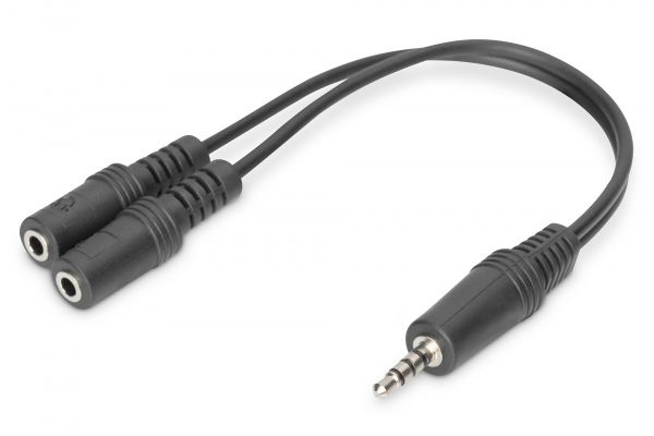 DIGITUS Headset Adap. Kab.,TRRS 3.5mm(4pin)-2xstereo 3,5mm St/Bu/Bu, 0,2m