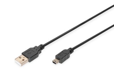 DIGITUS USB 2.0 Anschlusskabel, Typ A - mini B (5pin) St/St, 3.0m