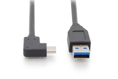 DIGITUS USB 3.1 Verbindungskabel, C 90ø gewinkelt auf A St/St, 1.0m