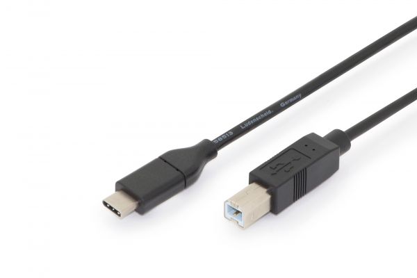 DIGITUS USB Type-C Verbindungskabel, Typ C auf B St/St, 1.8m
