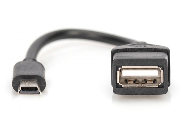 DIGITUS USB 2.0 Adapterkabel, OTG, Typ mini B - A St/Bu, 0,2m