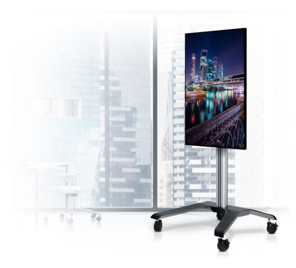 B-TECH Rollstand (VESA 600 x 400) - 1.7m BT8562/BS schwarz/silber