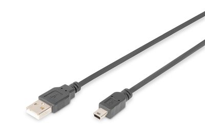 DIGITUS USB 2.0 Anschlusskabel, Typ A - mini B (5pin) St/St, 1.8m