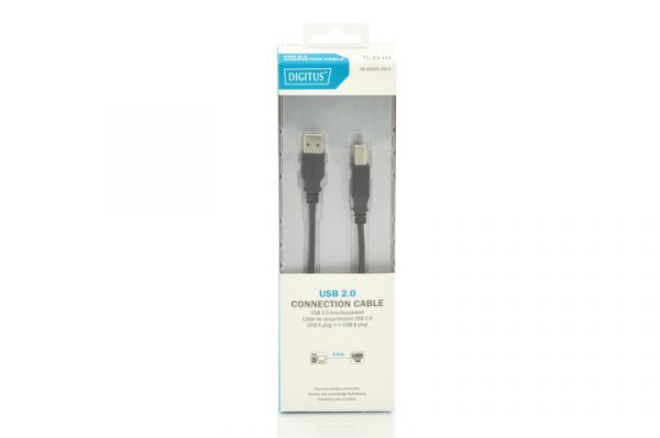 DIGITUS USB 2.0 Anschlusskabel, Typ A - B St/St, 5.0m