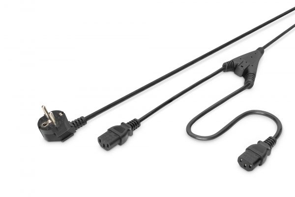 DIGITUS Netzverteilerkabel, CEE 7/7 (Typ-F) - 2x C13 St/Bu, 1.7m